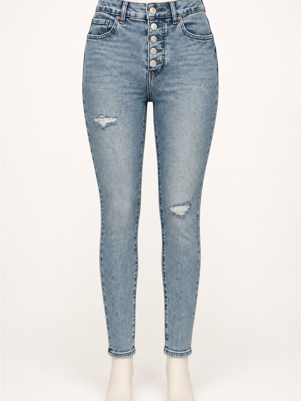 Express High-Rise Light Blue Distressed Skinny Jeans
